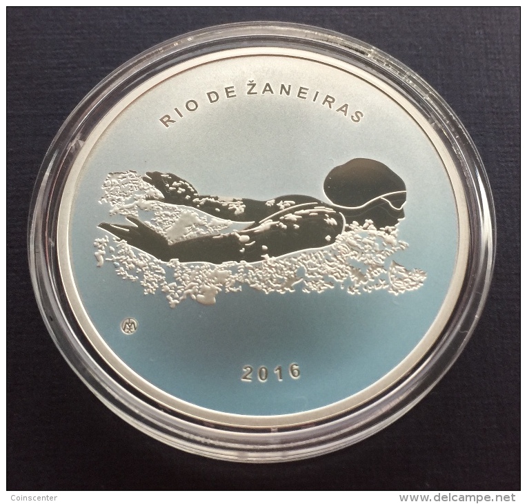 Lithuania 20 Euro 2016 "XXXI Olympic Games - Swimming" Silver PROOF - Lithuania