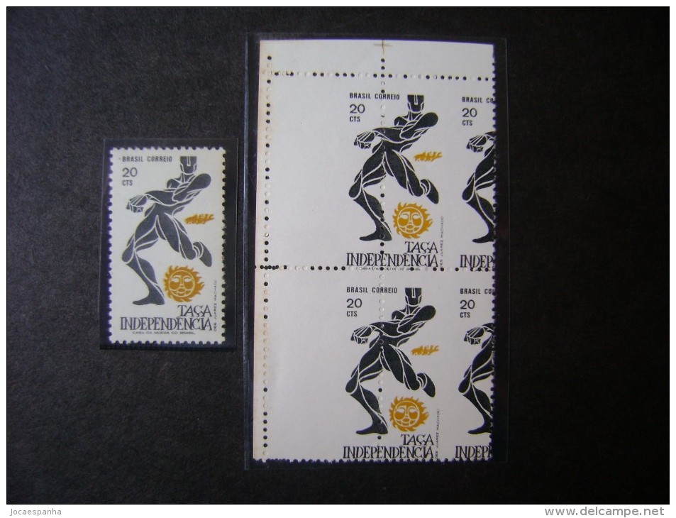 SOCCER 1972 - BRAZIL "INDEPENDENCE CUP" PAIR SHEET CORNER TABLE OFFSET (BELA VARIETY), NN - Ungebraucht