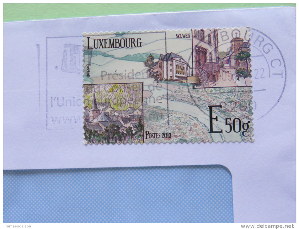 Luxembourg 2015 Cover To Belgium - Town Houses Church - Cartas & Documentos