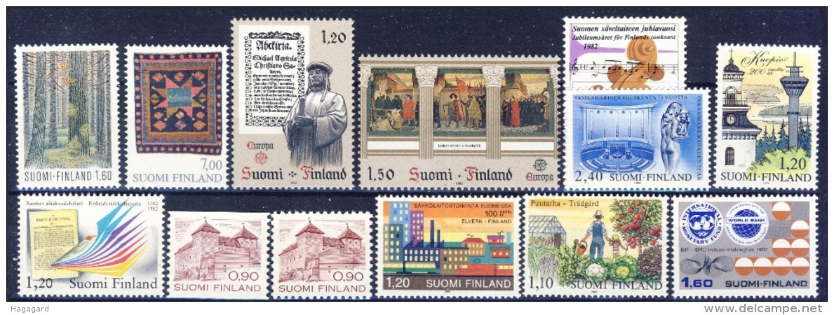 #G1653. Finland 1982. 13 Items. MNH(**) - Unused Stamps