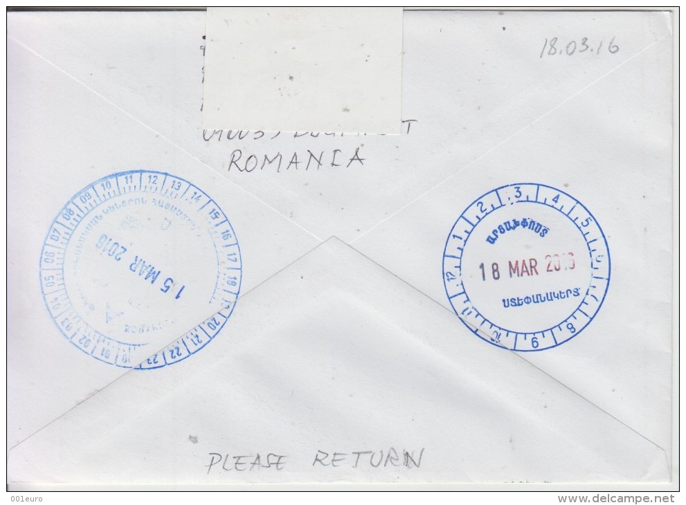 ROMANIA : HONEYBEES Imperforated Set On Cover Circulated To ARMENIA - Envoi Enregistre! Registered Shipping! - Gebruikt