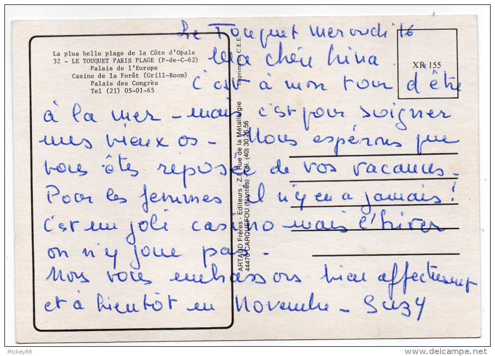 LE TOUQUET PARIS PLAGE--Le Casino De La Forêt-Palais Des Congrès(voiture Citroen GS,pub RTL),cpsm 15 X 10 N°32 éd Artaud - Le Touquet