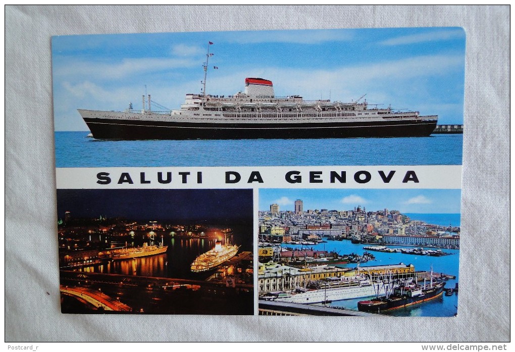 Italy Saluti Da Genova Ships Multi View    A 111 - Genova (Genua)