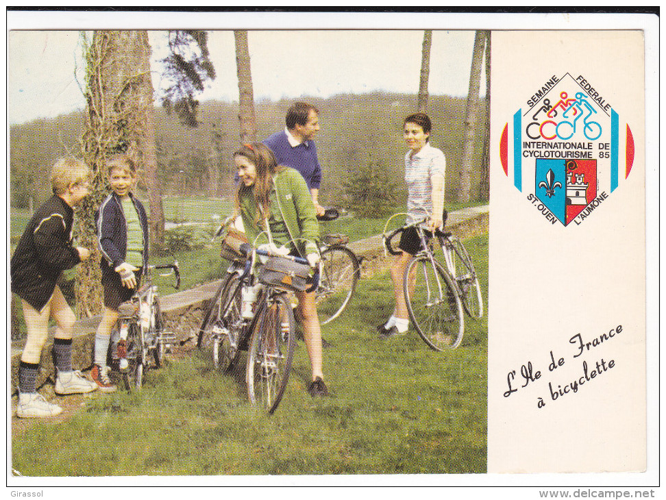 CPSM VELO BICYCLETTE SEMAINE FEDERALE INTERNATIONALE DE CYCLOTOURISME ST OUEN L AUMONE ILE DE FRANCE 1985 - Autres & Non Classés