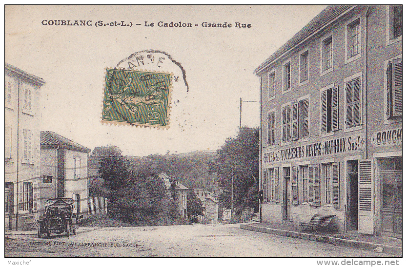Coublanc - Le Cadolon - Grande Rue (Hôtel Des Voyageurs - Nevers, Mathoux Sucr, Vieille Automobile - Circulé 1921 - Autres & Non Classés
