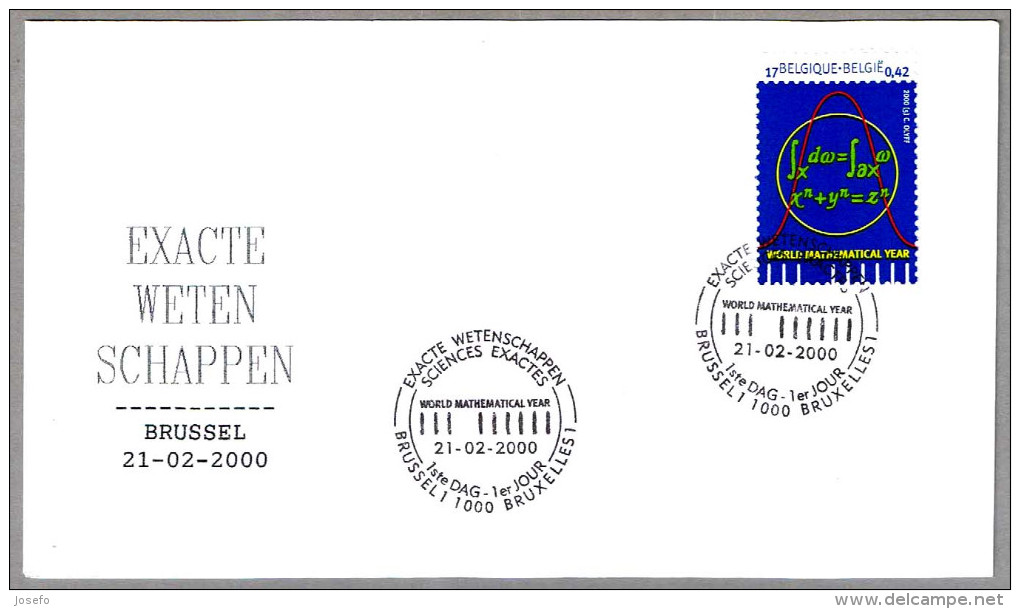 WORLD MATHEMATICAL YEAR - Ciencias Exactas - Exact Science. SPD/FDC Brussel 2000 - Otros & Sin Clasificación