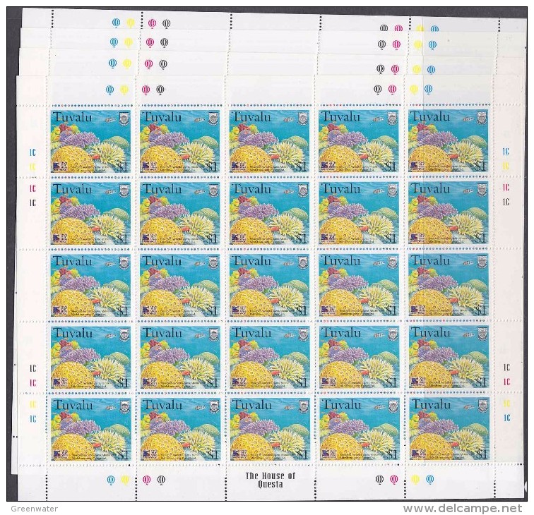 Greenpeace 1999 Tuvalu Corals 4v Sheetlets (unfolded) ** Mnh (F5466) - Tuvalu