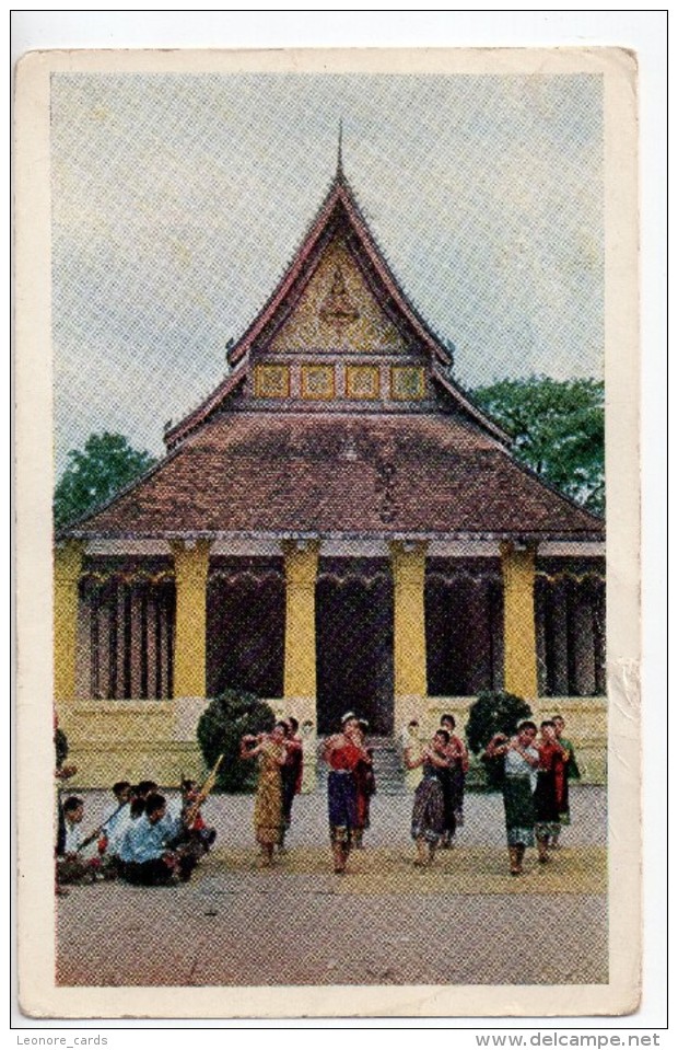 CPA.LAOS.Ventiane.Ballet Devant Vat Mixay.Temple - Laos