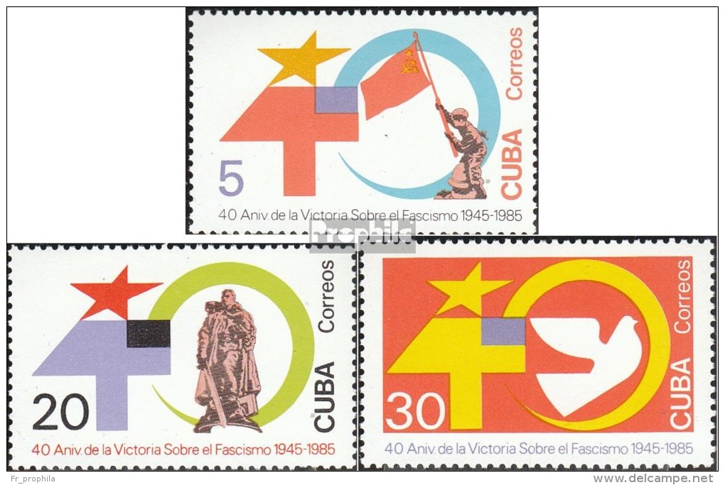 Cuba 2950-2952 (complète.Edition.) Neuf Avec Gomme Originale 1985 Anniversaire Fin De 2. Guerre Mondiale - Unused Stamps