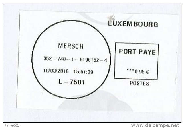 Luxembourg Luxemburg 2016 Mersch Meter Franking Escher Group "Riposte" (digital) EMA Cover - Maschinenstempel (EMA)
