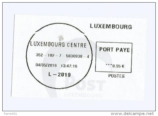Luxembourg Luxemburg 2016 Luxembourg Centre Meter Franking Escher Group "Riposte" (digital) EMA Cover - Machines à Affranchir (EMA)