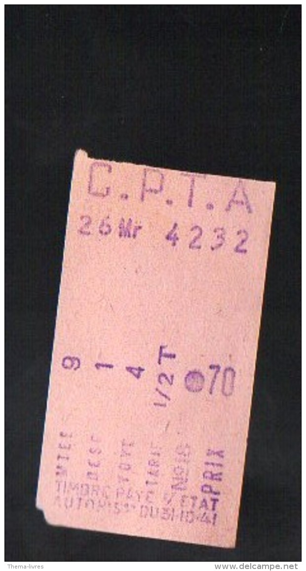 (AVIGNON, Vaucluse) Ticket De Transport C.P.T.A (PPP3686) - Europe