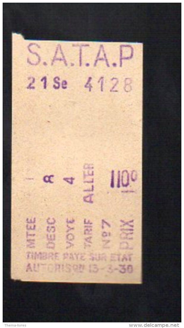 Ticket De Transport S.A.T.A.P (PPP3688) - Europe