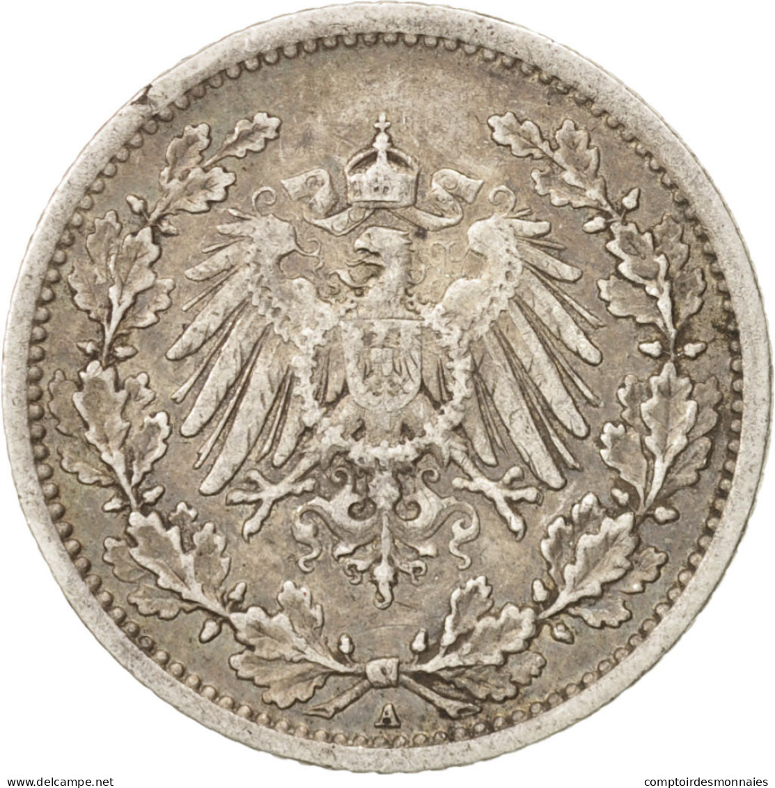 Monnaie, GERMANY - EMPIRE, 1/2 Mark, 1908, Berlin, TTB, Argent, KM:17 - 1/2 Mark