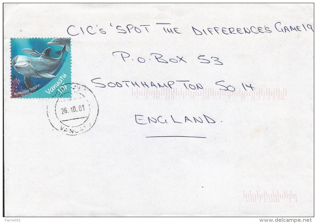 Vanuatu 2001 Port Vila Bottlenose Dolphin Cover - Vanuatu (1980-...)