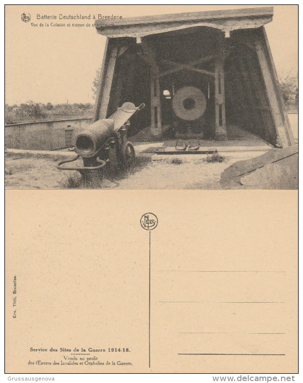 6587) BELGIO BELGIQUE BREDENE BREEDENE BATTERIE DEUTSCHLAND VUE DE LA CULASSE ET MOYEN DE CHARGEMENT GUERRA 1914 1918 - Bredene