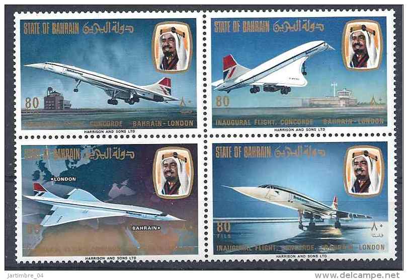1976 BAHREIN 241-44** Avion, Concorde, Londres-Bahrain - Bahreïn (1965-...)