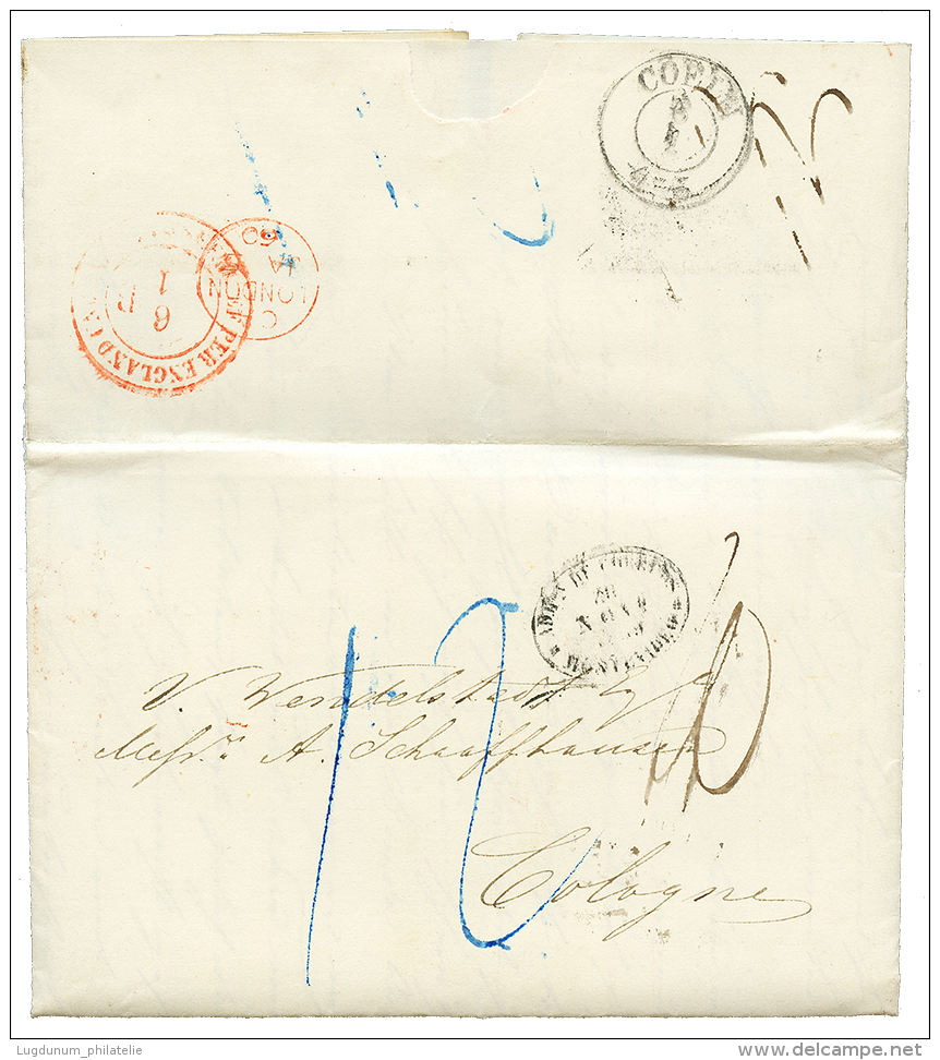 NUEVA MEHLEM : 1860 Entire Letter From NUEVA MEHLEM To GERMANY. Vf. - Uruguay
