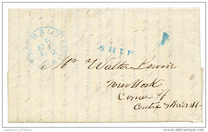 1848 BALTIMORE + SHIP On Entire Letter From MONROVIA LIBERIA To USA. Superb. - Liberia