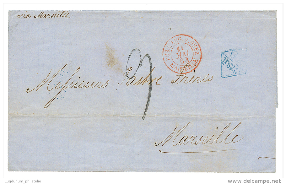 1864 GB/1F62 + "9" Tax Marking On Cover(no Text) Datelined "YOKOHAMA 17 March 64" To FRANCE. Verso, HONG-KONG 29 March 6 - Other & Unclassified