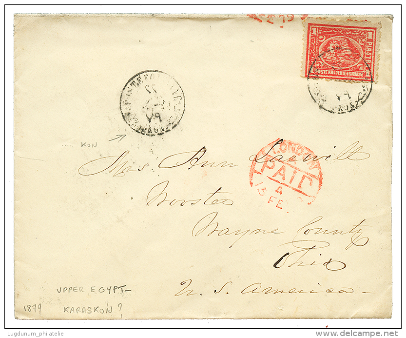 UPPER EGYPT : 1879 1P Canc. Bilingual Cachet On Envelope Via SIUT To UNITED STATES. Vf. - Other & Unclassified