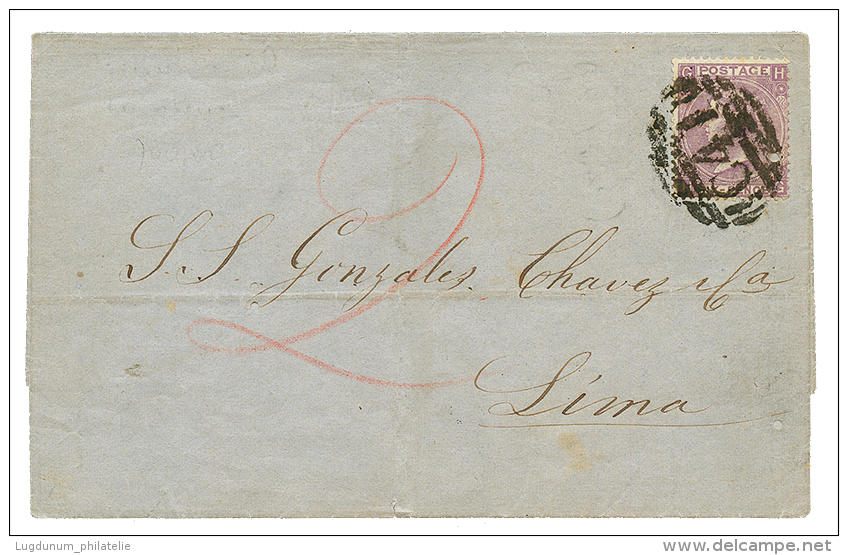 1866 GREAT BRITAIN 6c Canc. C41 + GUAYAQUIL (verso) On Cover To LIMA (PERU). Vf. - Ecuador