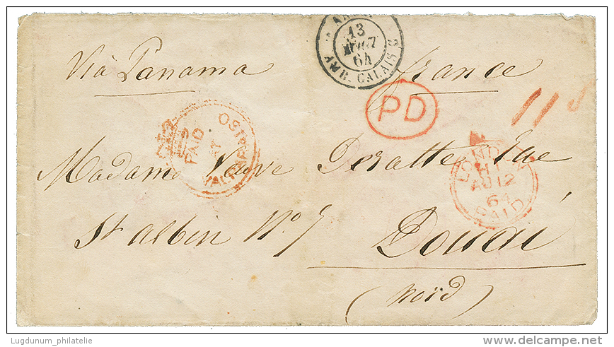 1864 PAIT AT VALPARAISO On Envelope Via PANAMA To FRANCE. Vvf. - Chili