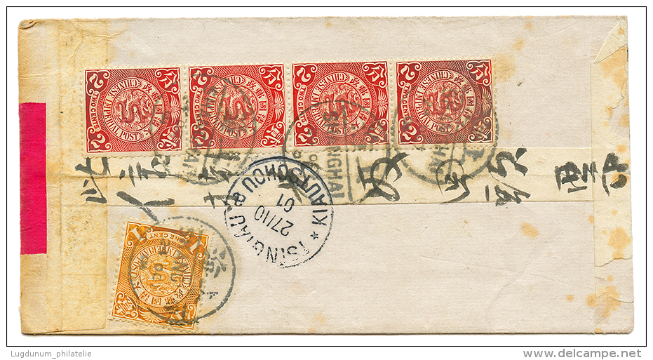 1901 CHINA 1c + 2c(x4) Canc. SHANGHAI On REGISTERED Native Envelope To TSINGTAU KIAUTSCHOU. Vf. - Andere & Zonder Classificatie