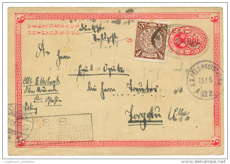 1901 CHINA P./Stat 1c+ 1/2c Canc. PEKING + FELD.POSTSTATION N°2 To GERMANY. Vf. - Autres & Non Classés