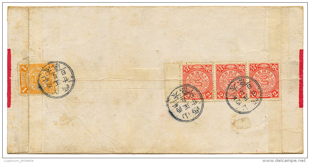 CHINA 1c(defective) + 2c(x3) Canc. On Native Envelope. Scarce. Vf. - Andere & Zonder Classificatie