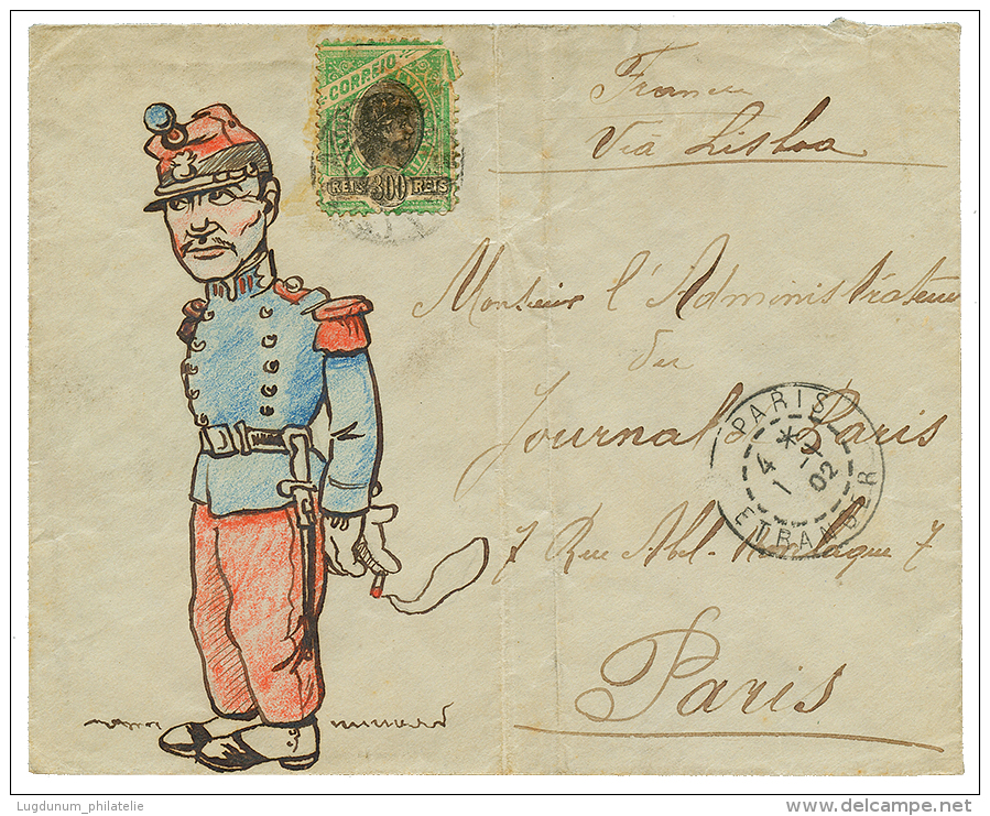 1902 BRAZIL 300r(small Fault) On Illustrated Envelope(crease) To PARIS(FRANCE). Vf. - Autres & Non Classés