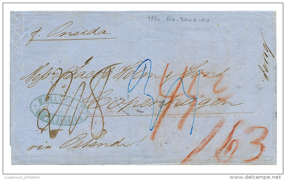 BRAZIL To DENMARK : 1860 Tax Marking On Entire Letter From RIO DE JANEIRO To DENMARK. Vvf. - Other & Unclassified