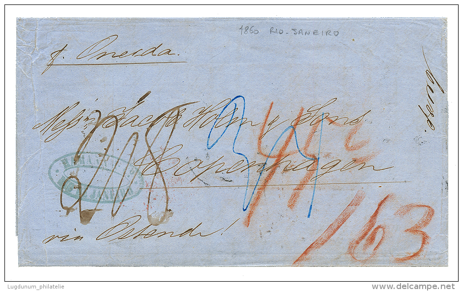 BRAZIL To DENMARK : 1860 Tax Marking On Entire Letter From RIO DE JANEIRO To DENMARK. Vvf. - Andere & Zonder Classificatie