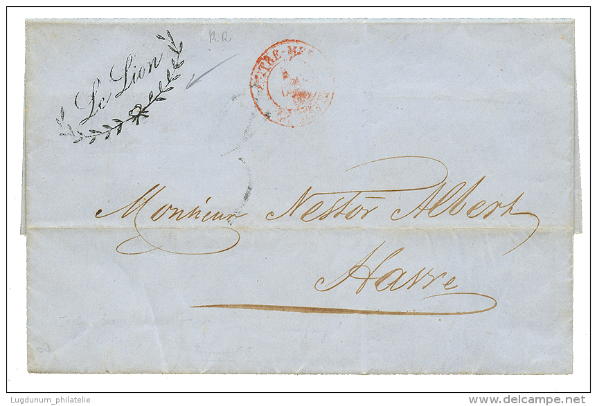 ARGENTINA : 1850 Maritime Cachet "LE LION" On Entire Letter From BUENOS-AYRES To FRANCE. Vvf. - Andere & Zonder Classificatie