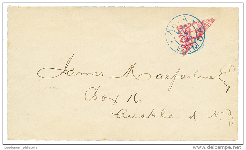 DAVIS POST : 1895 Bisect 1 SCHILLING Canc. APIA SAMOA On Envelope To AUCKLAND NEW ZEALAND. RARE. Superb. - Samoa