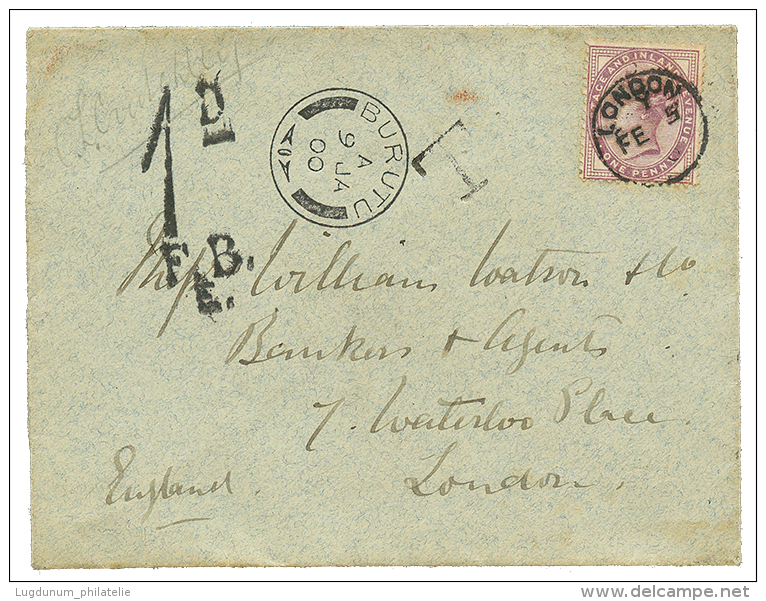 OIL RIVERS - NIGER COAST : 1900 GREAT BRITAIN 1d Canc. LONDON + BURUTU + Tax Marking On Envelope To LONDON. RARE. Superb - Nigeria (...-1960)