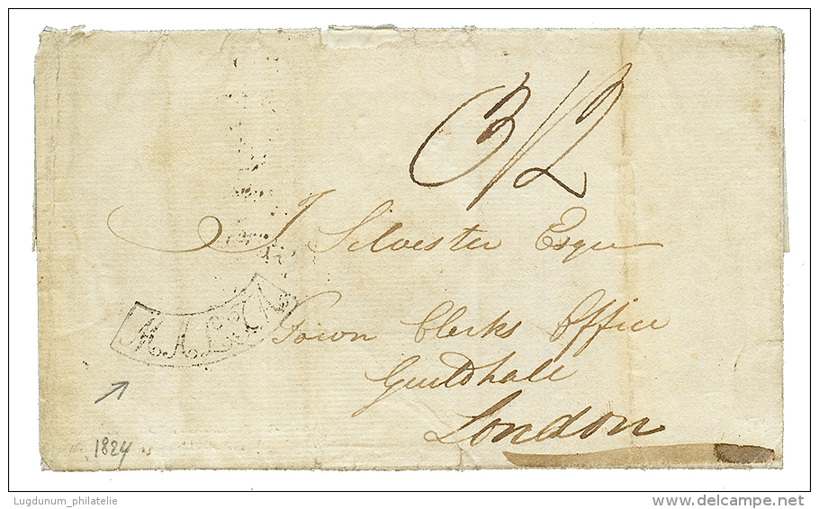 1824 Curved Cachet MALTA In Black On Entire Letter From MALTA To LONDON. Vf. - Malta (...-1964)