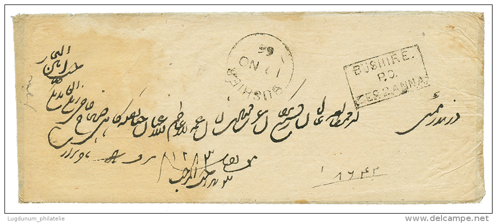 PERSIA - BUSHIRE : 1866 Cachet BUSHIRE + Boxed BUSHIRE/P.O./2 ANNA On Envelope To BOMBAY. RARE. Vvf. - Andere & Zonder Classificatie