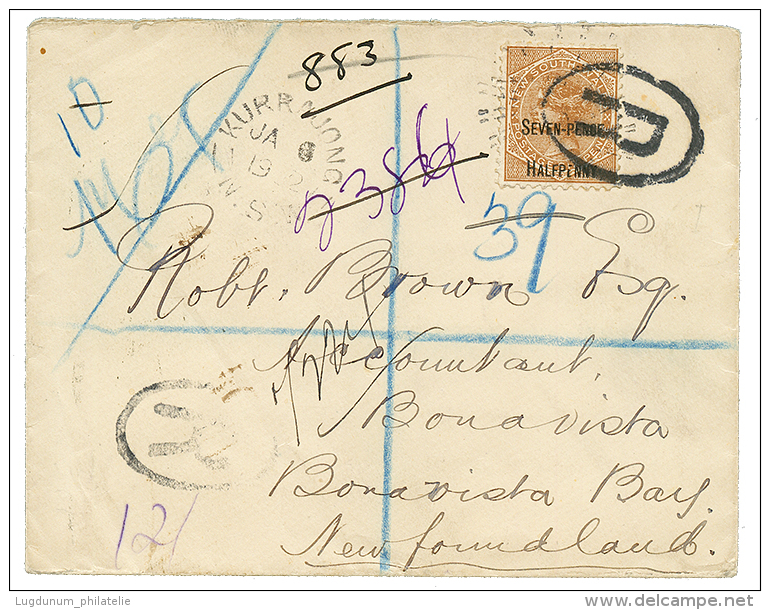 NEW SOUTH WALES To NEWFOUNDLAND : 1902 SENE PENCE HALF PENNY Canc. R + KURRAJONG NSW On REGISTERED Envelope To BONAVISTA - Andere & Zonder Classificatie