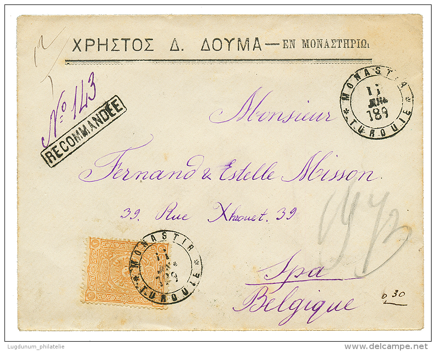 1893 2p Canc. MONASTIR + Boxed RECOMMANDE On Registered Envelope To BELGIUM. Vvf. - Other & Unclassified