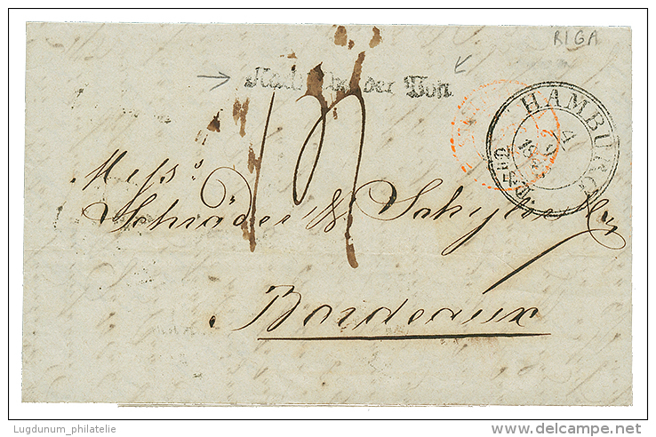 1848 HAMBURG + Straight Line Cachet On Entire Letter From RIGA To FRANCE. Vf. - Other & Unclassified