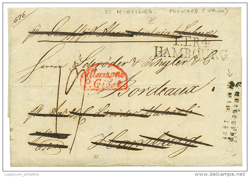 1837 TTR4 HAMBOURG + ALLEMAGNE P. GIVER On Entire Letter From ST PETERSBOURG To HAMBURG Redirected To BORDEAUX(FRANCE). - Other & Unclassified