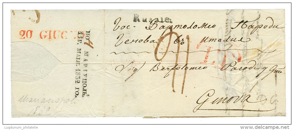 1832 RUSSIE Entry Mark + LT In Red On Entire Letter From MARIANOPOLI To GENOVA (ITALY). Vvf. - Other & Unclassified