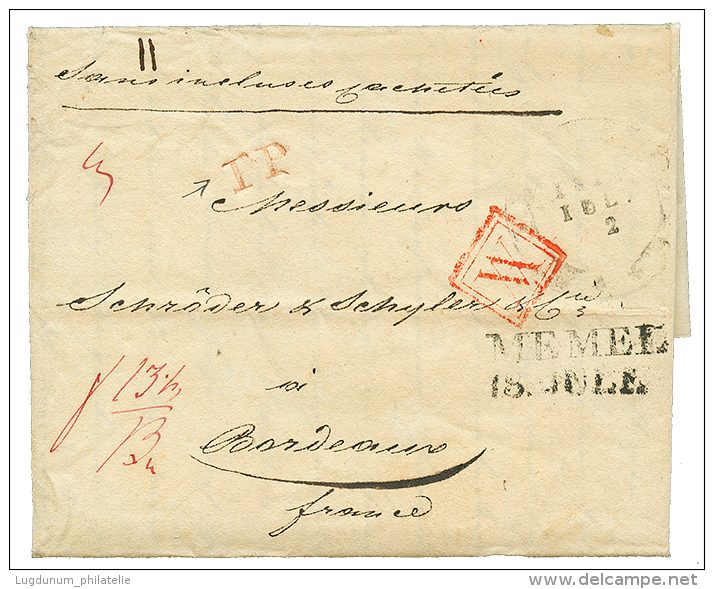 1824 MEMEL + P.P On Entire Letter From ST PETERSBURG To BORDEAUX(FRANCE). Vf. - Other & Unclassified
