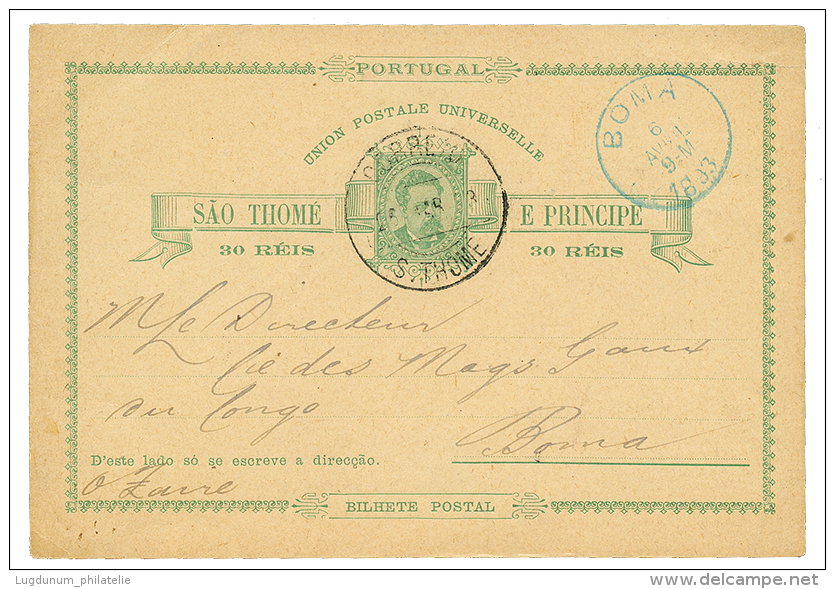 SAO THOME To BELGIAN CONGO : 1893 P./Stat 30r Canc. S.THOME To BOMA With Arrival Cds. Vvf. - Other & Unclassified