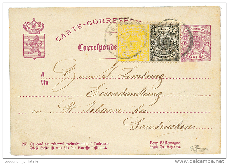 1878 P./Stat 6c + 1c+ 2c Canc. MERSCH To SAARBRUCKEN (GERMANY). Certificate BOTTGER(2015). RARE. Vvf. - Other & Unclassified