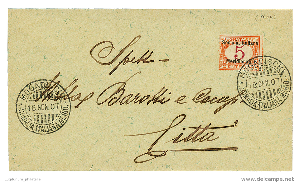 SOMALIA : 1907 5c POSTAGE DUE Canc. MOGADISCIO On Local Envelope. Scarce. Superb. - Other & Unclassified