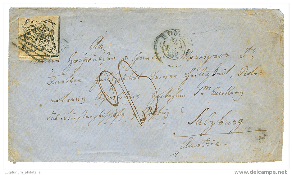 PAPAL STATES : 1865 8B + "23" Tax Marking On Envelope From ROMA To SALZBURG(AUSTRIA). Vf. - Papal States