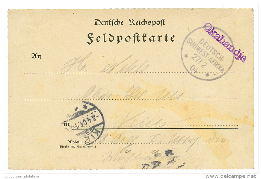 OKAHANDJA : 1904 OKAHANDJA Violet On Card(FELDPOST) To GERMANY. Arge = 200. Superb. - German South West Africa