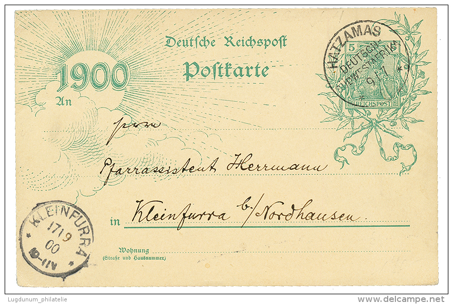 HATZAMAS : 1900 GERMANY P./Stat 5pf Canc. HATZAMAS To GERMANY. Signed BOTHE. Superb. - German South West Africa